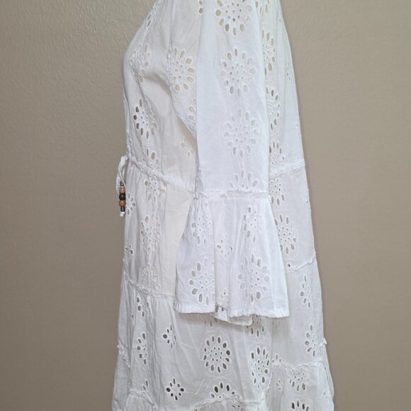 Blue Island White Eyelet Boho Tunic Cover-Up – Size L - Picture 3 of 5